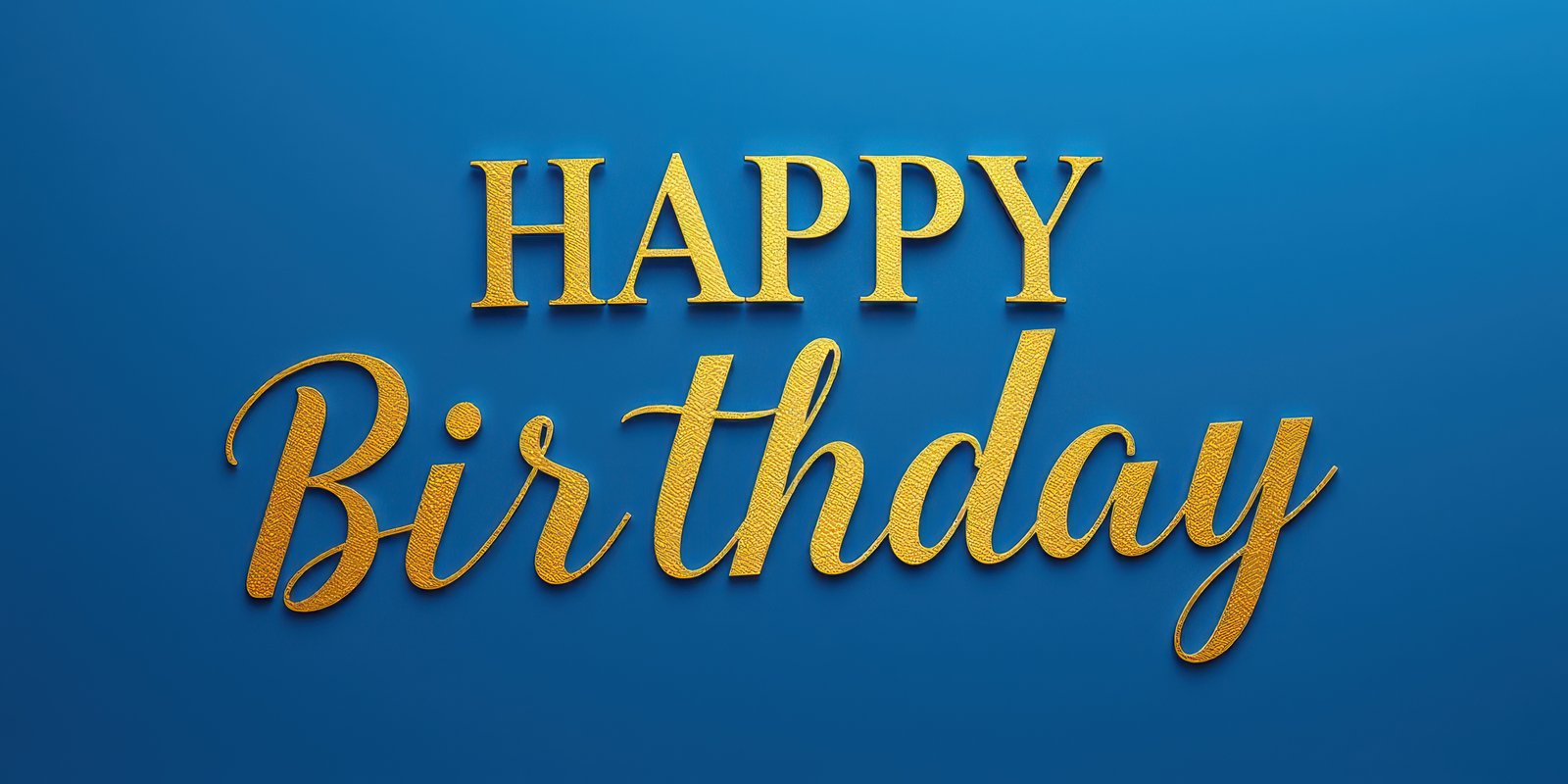 Stylish gold happy birthday greeting on blue background for celebrating special occasions or events